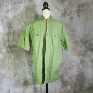 Ruff Hewn green snap front shirt zippered chest pockets Size M